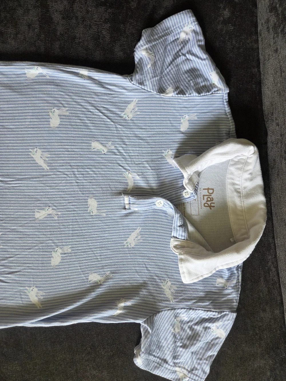Little Sleepies Bunny Stripe Polo Romper 3T